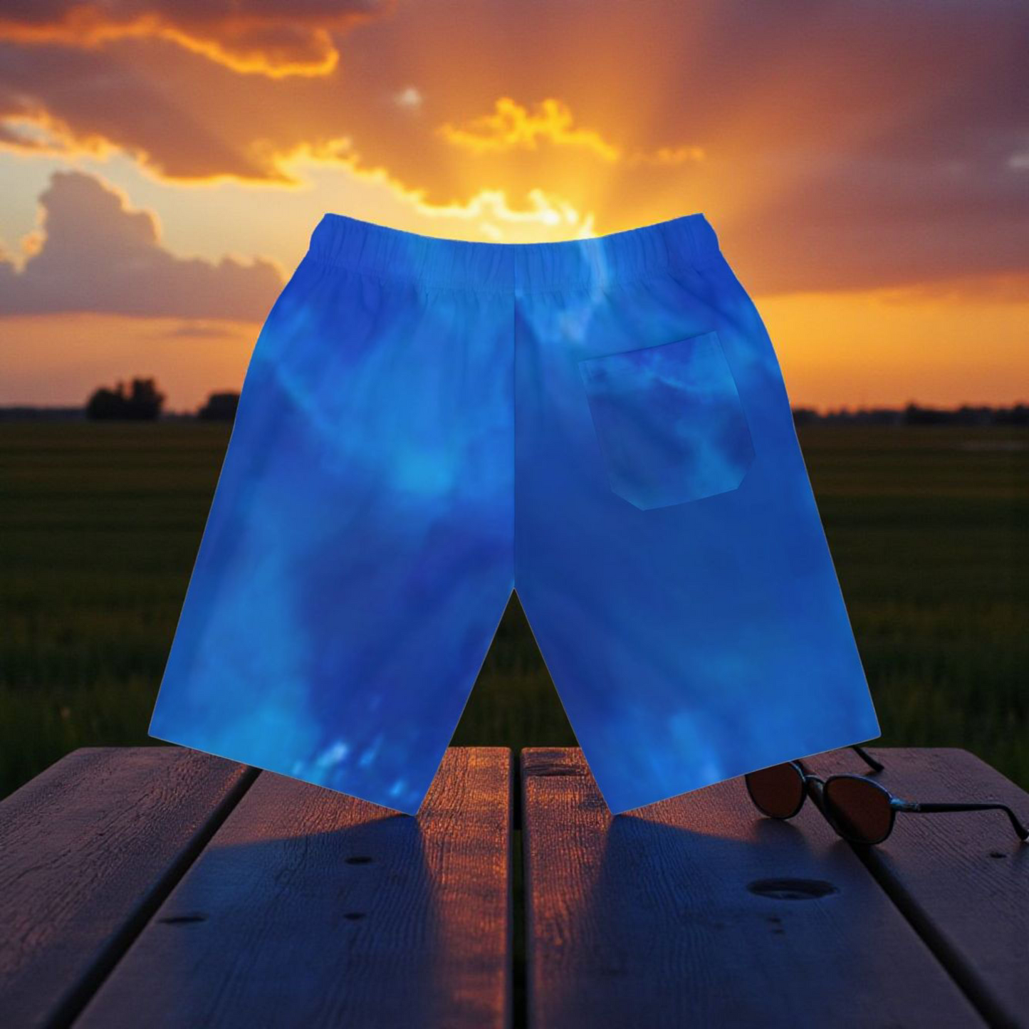 Men's Athletic Long Shorts, Cool Blue Sports Shorts, Summer Outdoor Wear, Workout Shorts, Beach Day Essentials, Stylish Casual Shorts