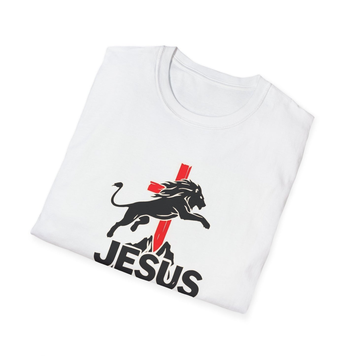 Mighty Lion of Judah T-Shirt, Unisex Softstyle Tee, Christian Apparel, Lion Jesus Shirt, Faith-Based Gift, Inspirational Clothing