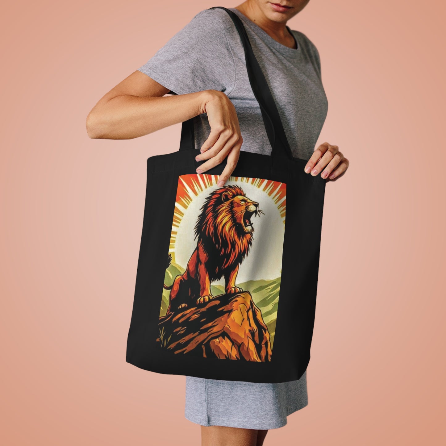 Bold Lion Cotton Tote Bag - Eco-Friendly, Reusable Shopping Bag, Gift for Animal Lovers, Canvas Grocery Bag, Unique Art Tote