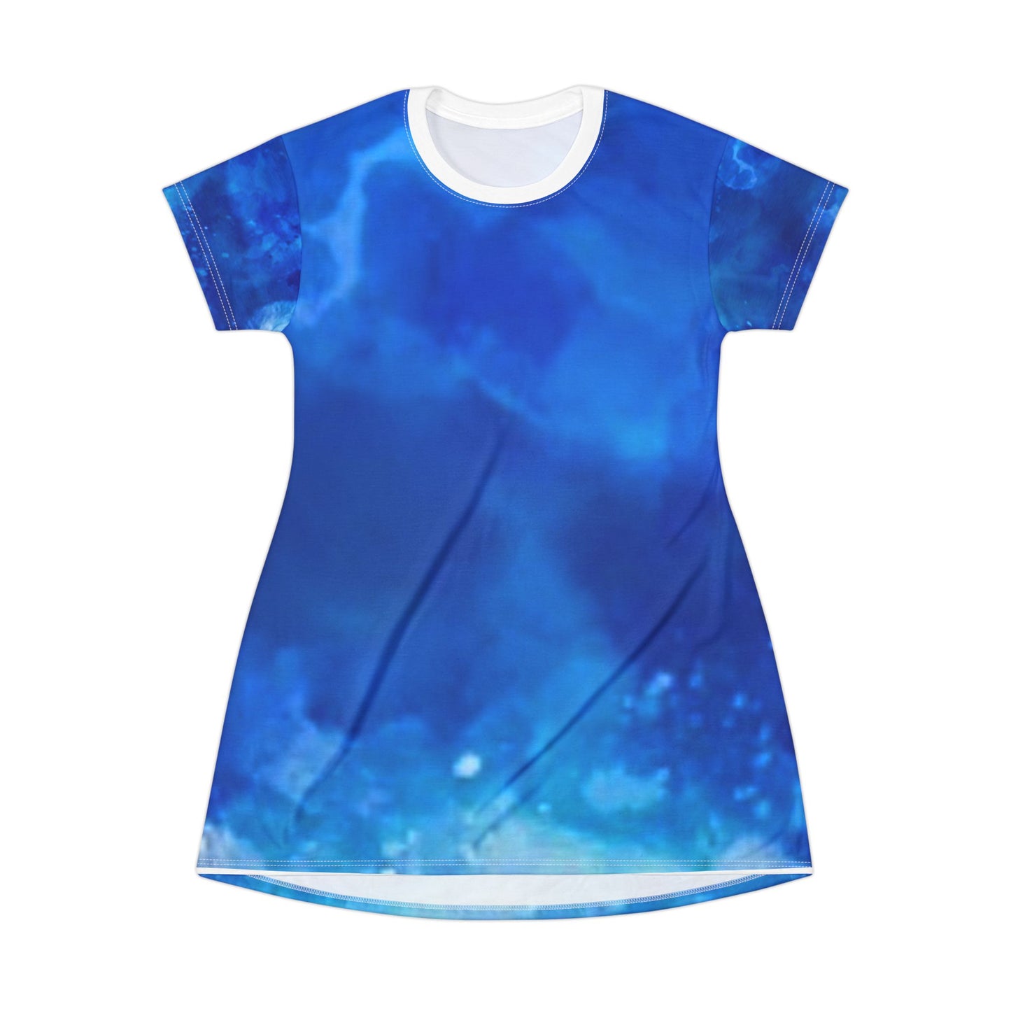 Ocean Vibe T-Shirt Dress, Perfect for Summer, Beach Days, Resort Wear, Casual Outings, Women's Fashion, AOP Dress