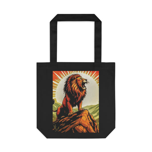 Bold Lion Cotton Tote Bag - Eco-Friendly, Reusable Shopping Bag, Gift for Animal Lovers, Canvas Grocery Bag, Unique Art Tote