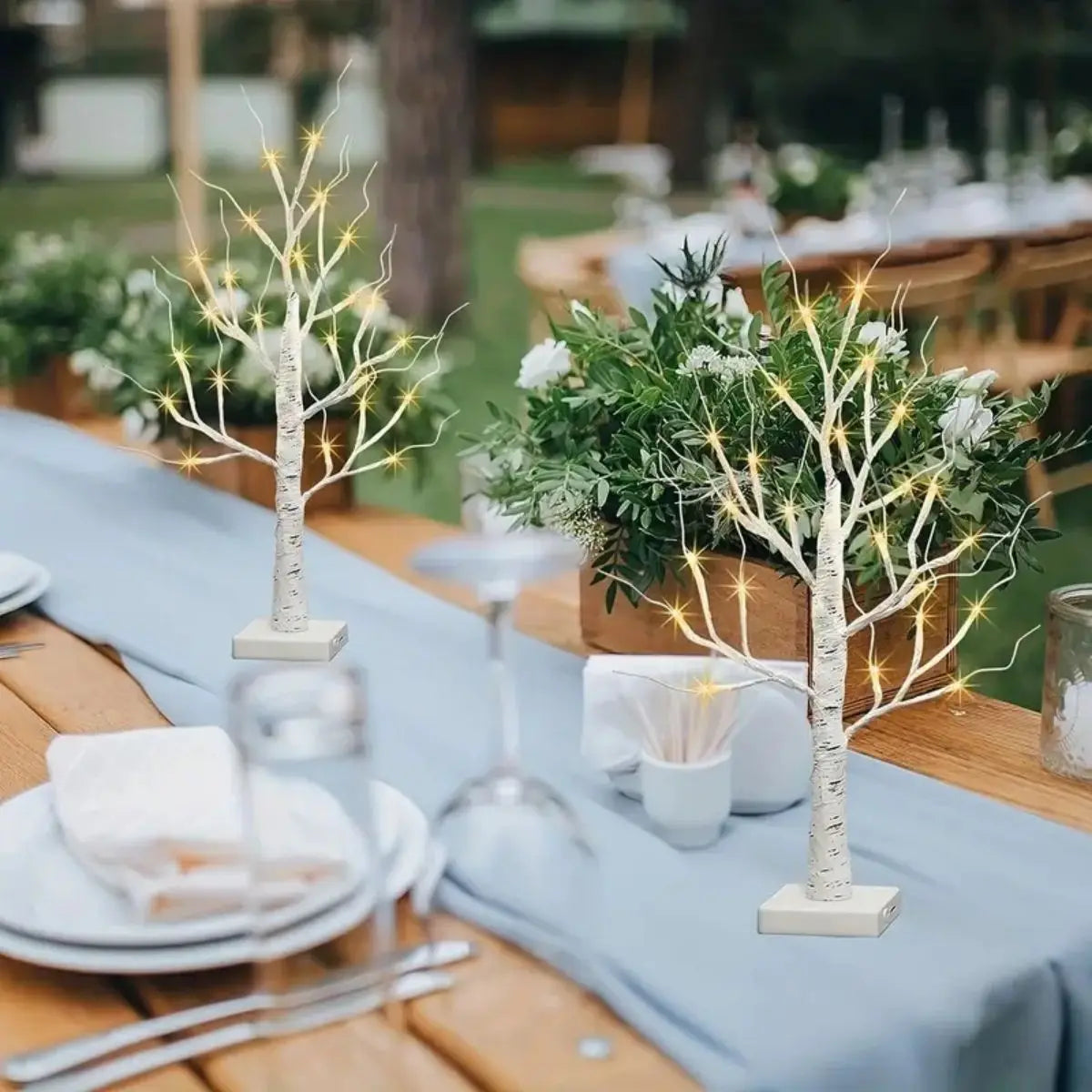 1PC USB Battery Birch Tree Light 24in/60cm Artificial Tree For Christmas Halloween Thanksgiving Decoration Landscape Tree Lamp