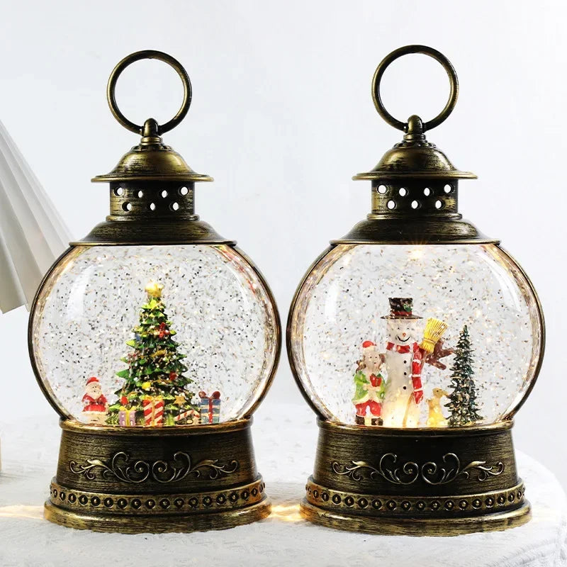 Christmas Crystal Ball Music Box – Santa Claus Snow Globe with Lights