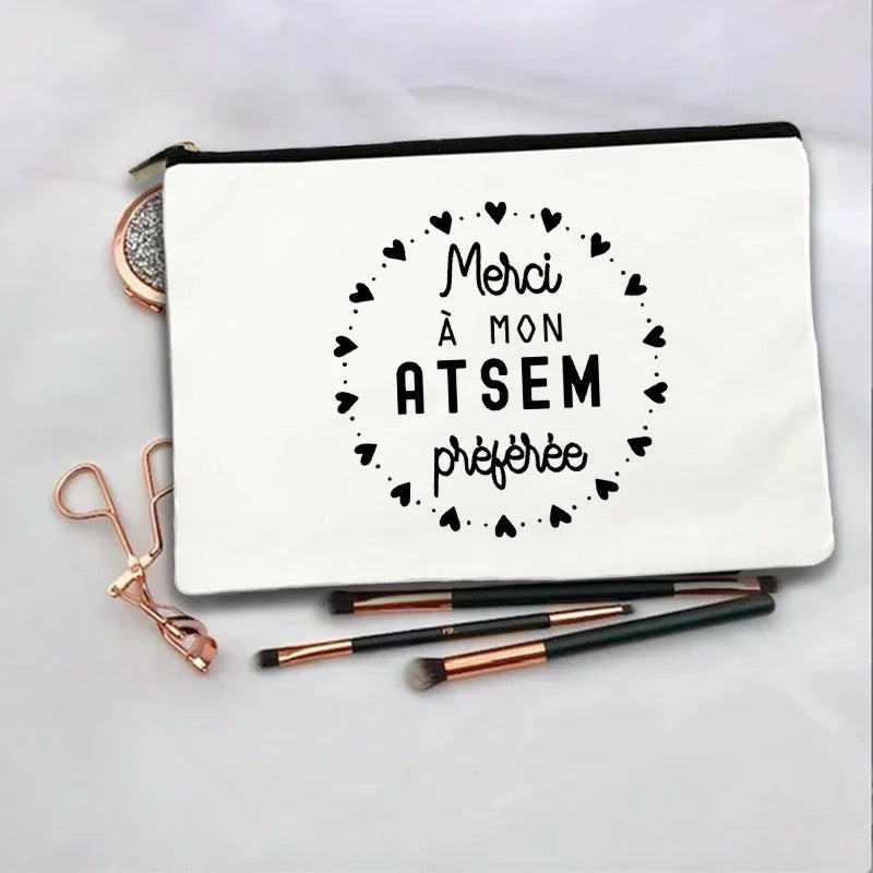 Women Cosmetic Bag teacher Gifts Thank You Mistress Print Makeup Bags Bachelorette Party Neceser Zipper Toiletry Organizer