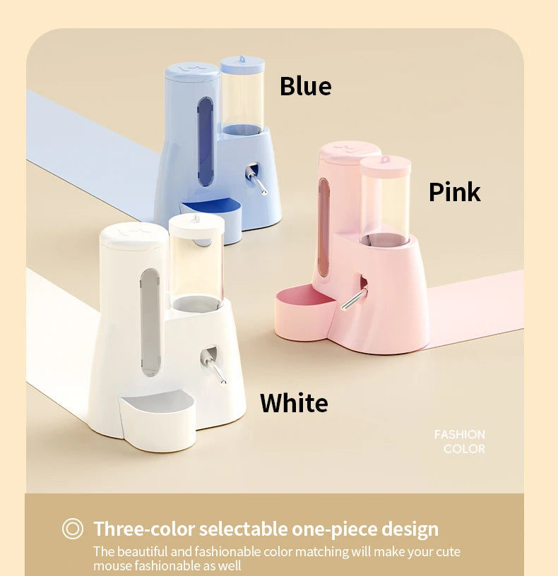 Hamster Water Feeder Small Animal Automatic Dispenser Drinking Water Bottle Bowls Dish with Food Container for Guinea Pig Rat