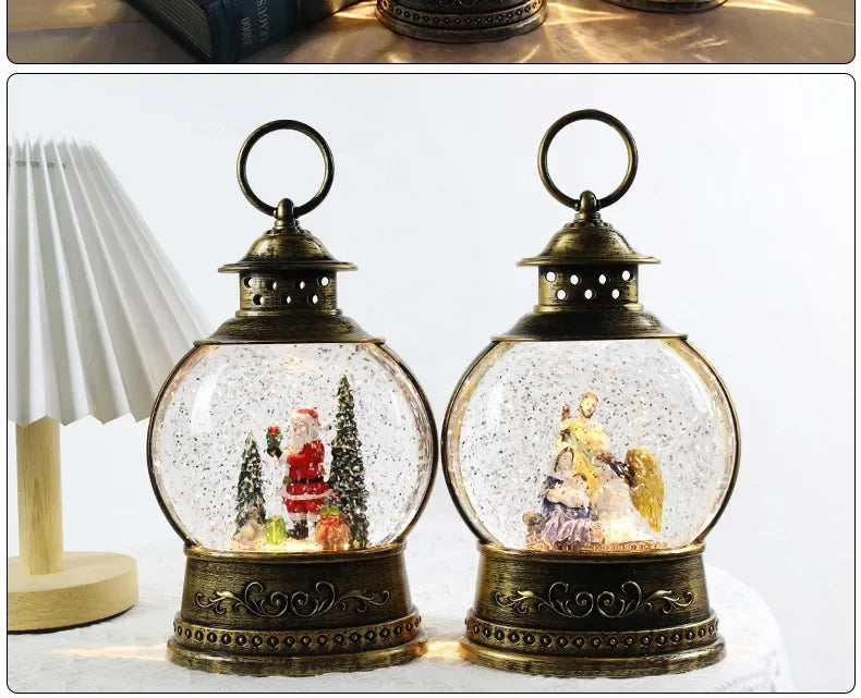 Christmas Crystal Ball Music Box – Santa Claus Snow Globe with Lights