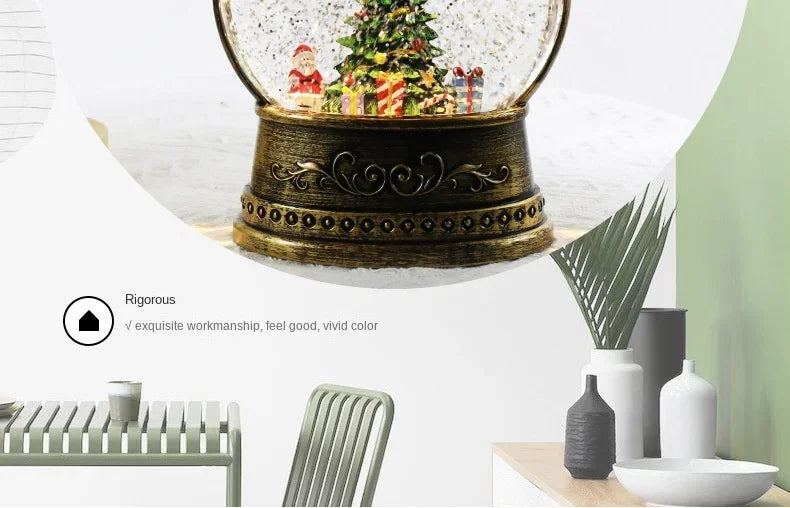 Christmas Crystal Ball Music Box – Santa Claus Snow Globe with Lights