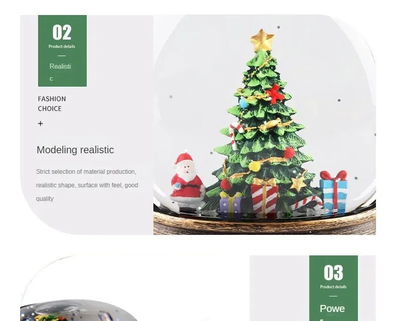 Christmas Crystal Ball Music Box – Santa Claus Snow Globe with Lights