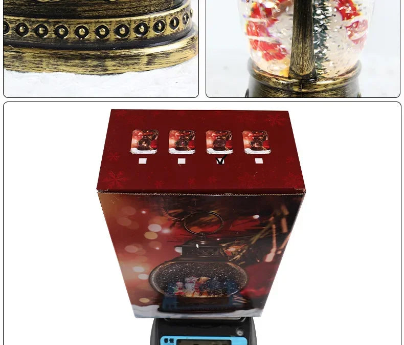 Christmas Crystal Ball Music Box – Santa Claus Snow Globe with Lights