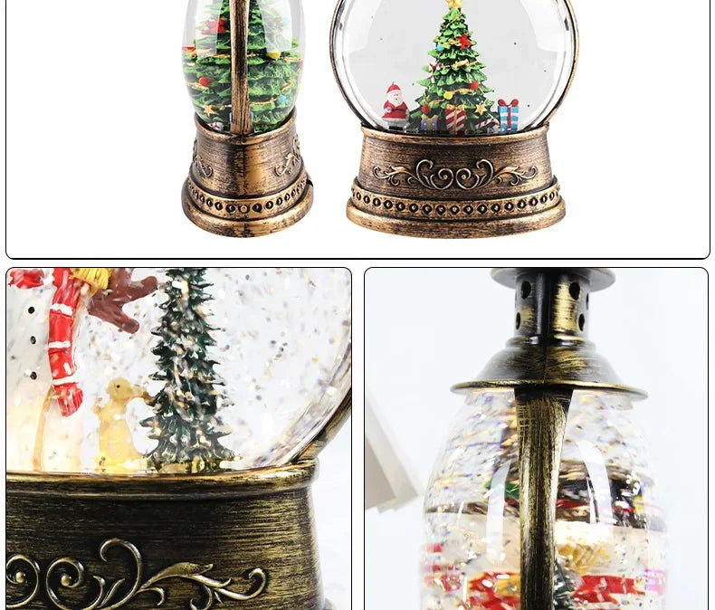 Christmas Crystal Ball Music Box – Santa Claus Snow Globe with Lights