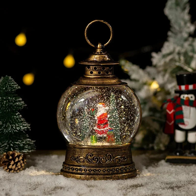 Christmas Crystal Ball Music Box – Santa Claus Snow Globe with Lights