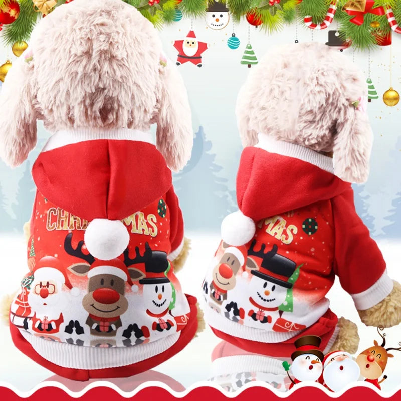 Christmas Dog Coat Sweater Pet Clothes New Year Pets Dogs Clothing For Small Medium Dogs Chihuahua Costume Warm Dog Hoodies