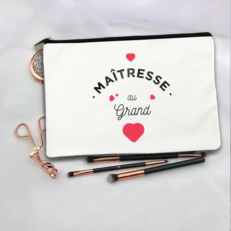 Women Cosmetic Bag teacher Gifts Thank You Mistress Print Makeup Bags Bachelorette Party Neceser Zipper Toiletry Organizer
