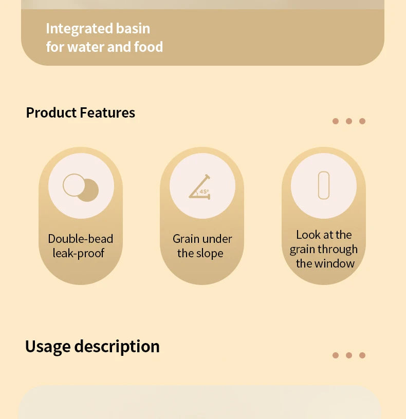 Hamster Water Feeder Small Animal Automatic Dispenser Drinking Water Bottle Bowls Dish with Food Container for Guinea Pig Rat