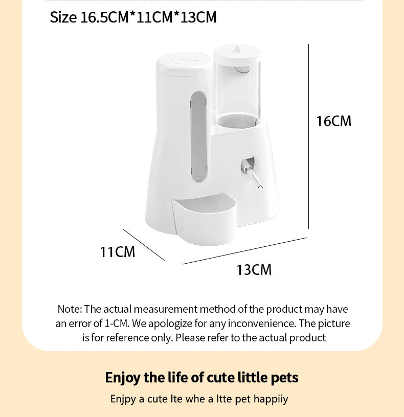Hamster Water Feeder Small Animal Automatic Dispenser Drinking Water Bottle Bowls Dish with Food Container for Guinea Pig Rat