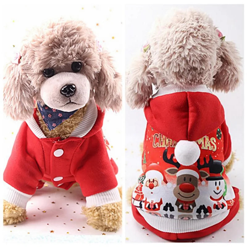 Christmas Dog Coat Sweater Pet Clothes New Year Pets Dogs Clothing For Small Medium Dogs Chihuahua Costume Warm Dog Hoodies
