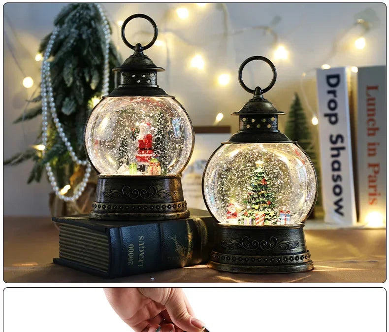 Christmas Crystal Ball Music Box – Santa Claus Snow Globe with Lights