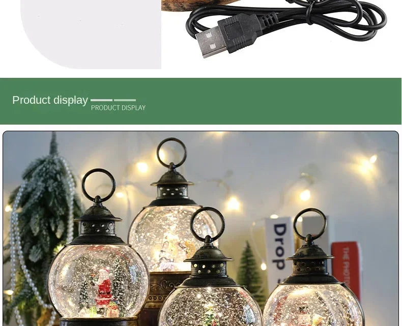 Christmas Crystal Ball Music Box – Santa Claus Snow Globe with Lights