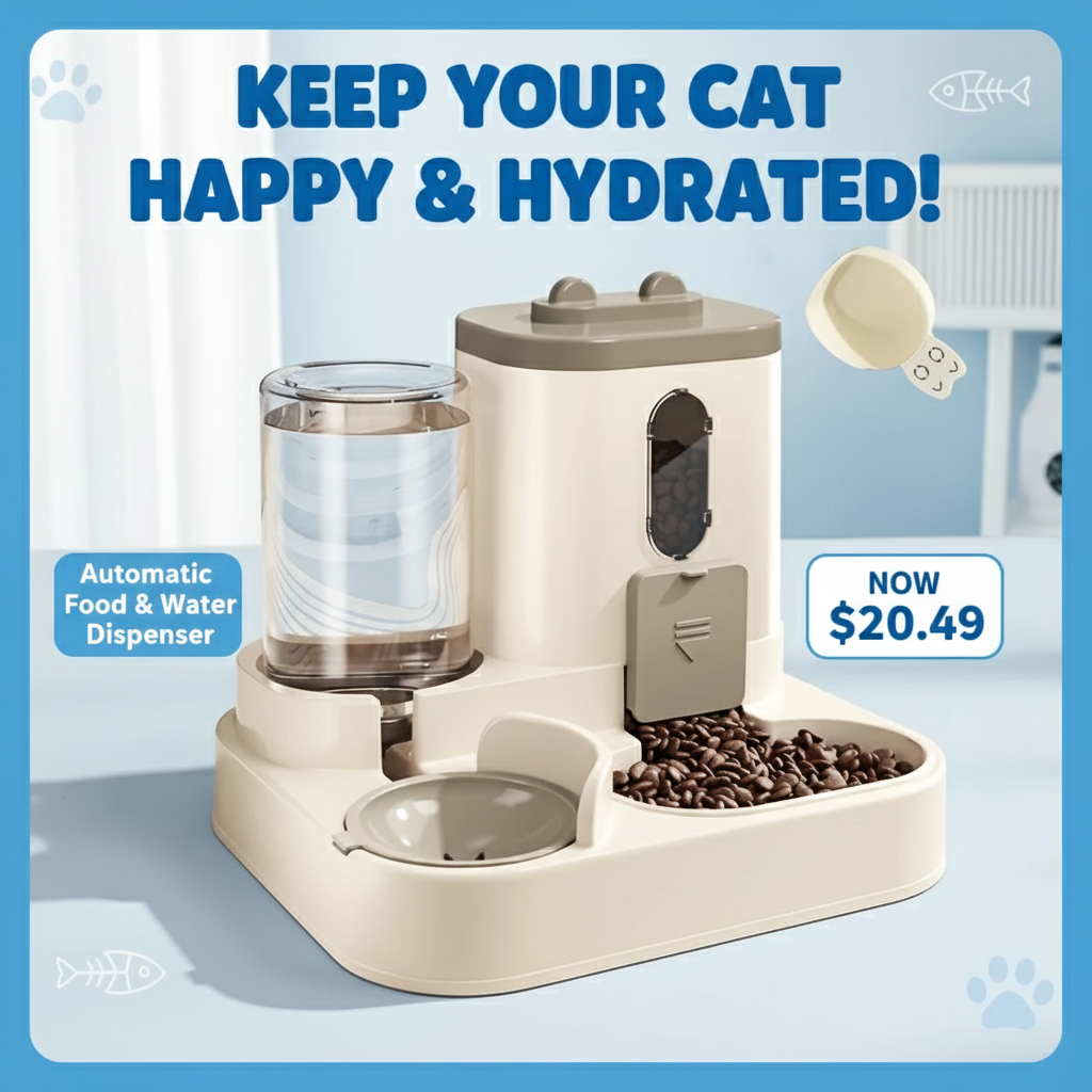 2in 1 Cat Food Dispenser Water and Food Integrated Fully Automatic Cat Food Feeding and Water Dispenser Cute Water Dispenser