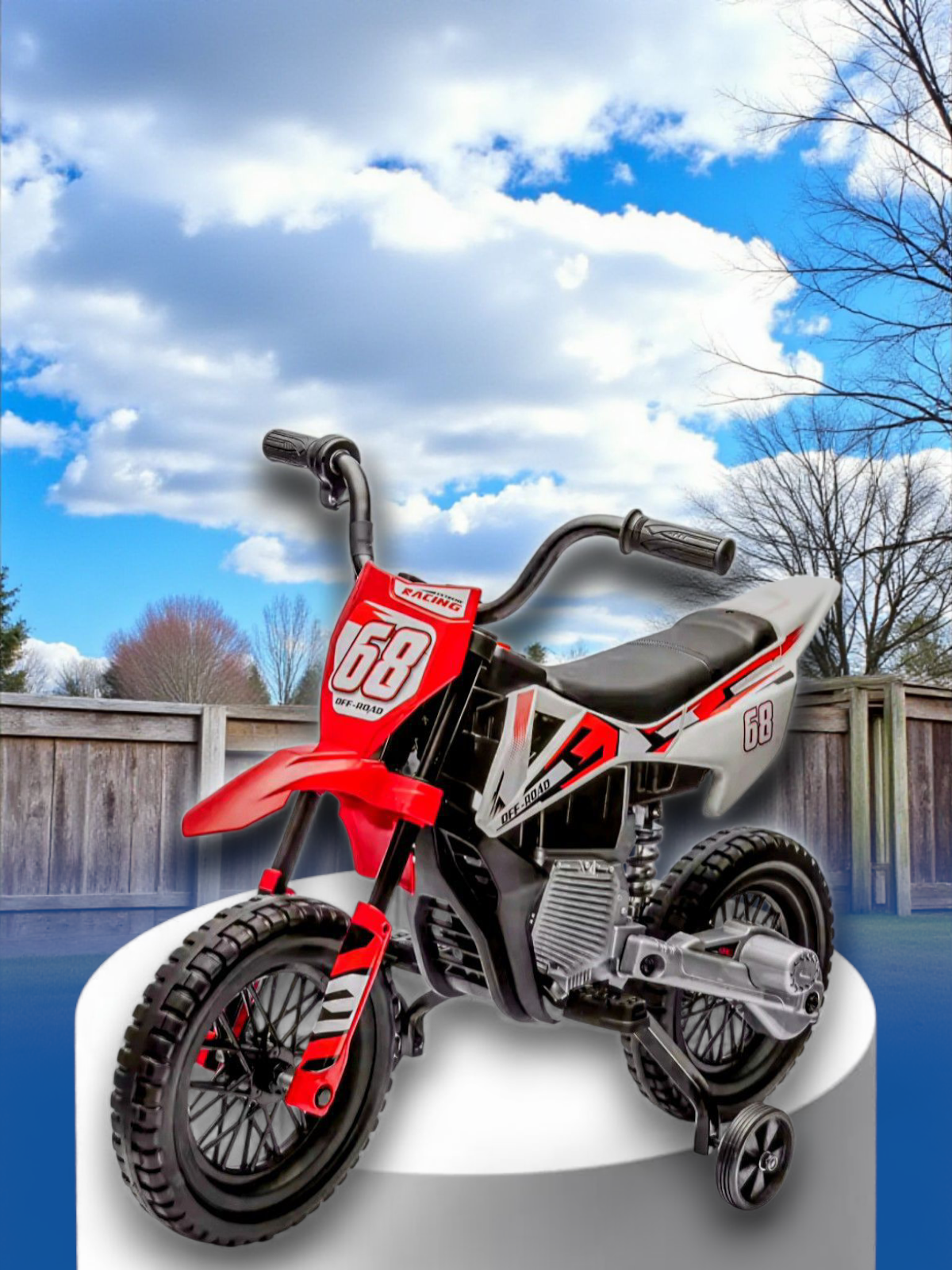 12V Kids Electric Dirt Bike Electric Motorcycle with Twist Grip Throttle, Training Wheels, Ride On Motorcycle for Kids