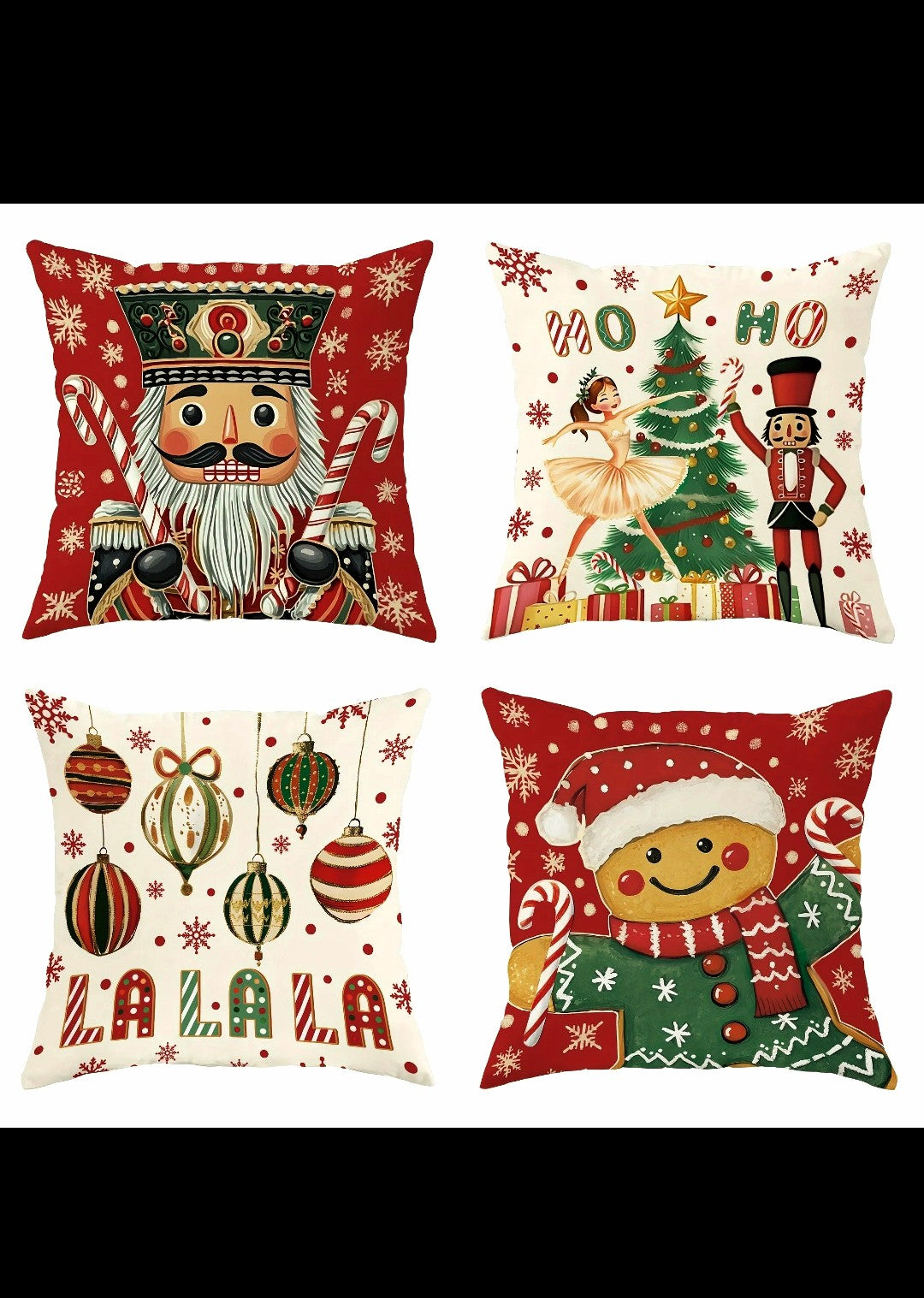Christmas Magic: Festive Nutcracker, Gingerbread, and Ornament-Printed Pillowcases sofas, bedroom pillow covers, holiday gifts