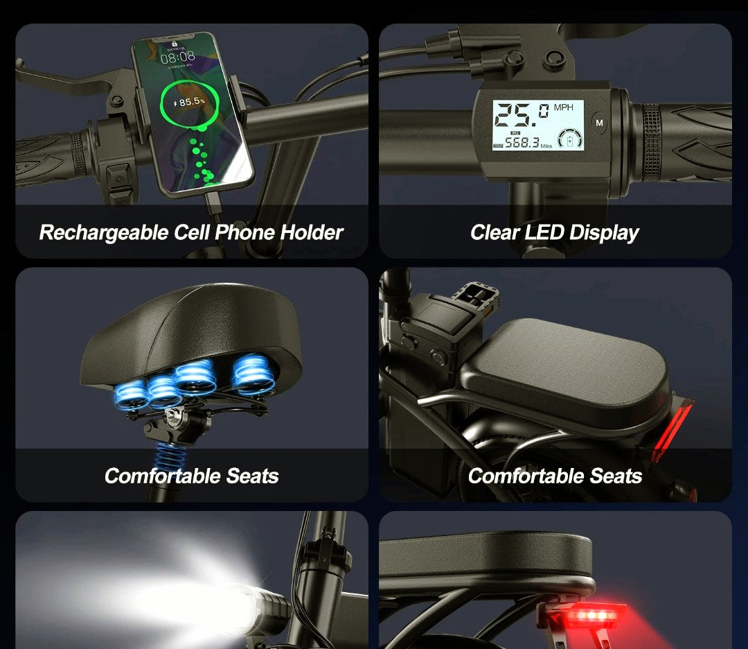 500W Folding Electric Motorcycles Bike, 48V 20AH/15AH/10Ah Removable Battery, 14'' Foldable EBike For Commuting And Traveling