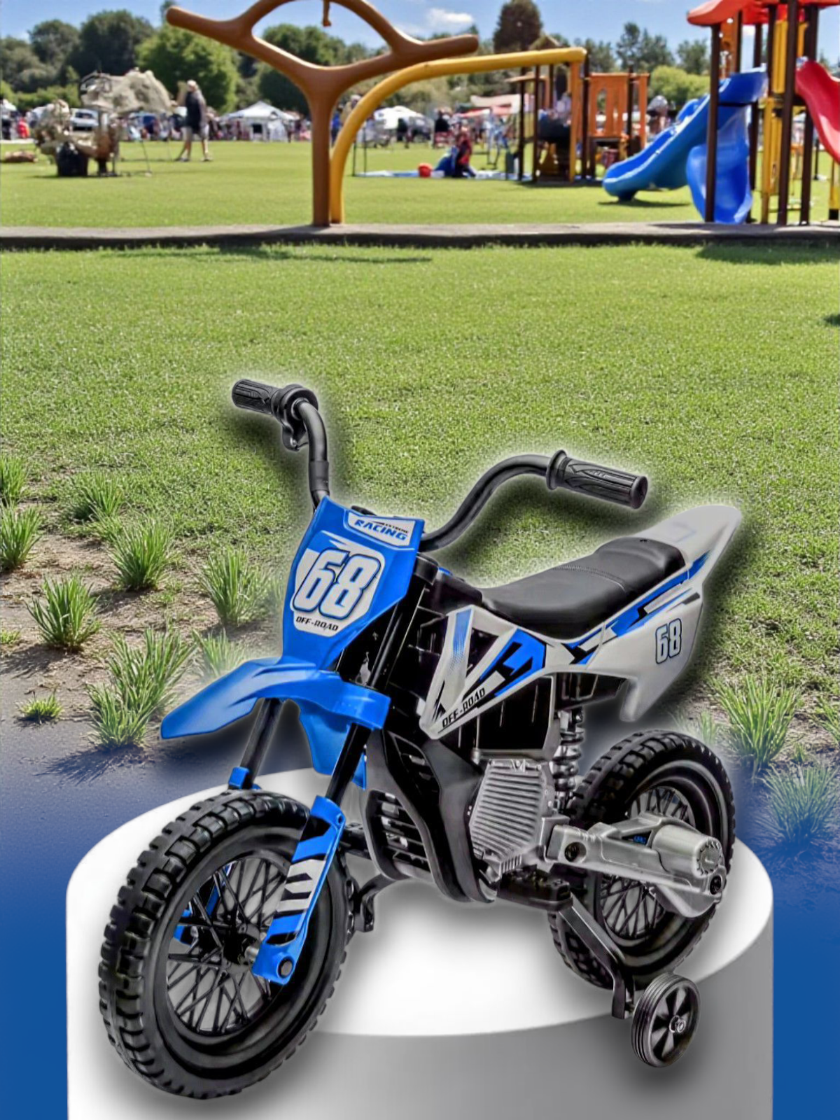 12V Kids Electric Dirt Bike Electric Motorcycle with Twist Grip Throttle, Training Wheels, Ride On Motorcycle for Kids