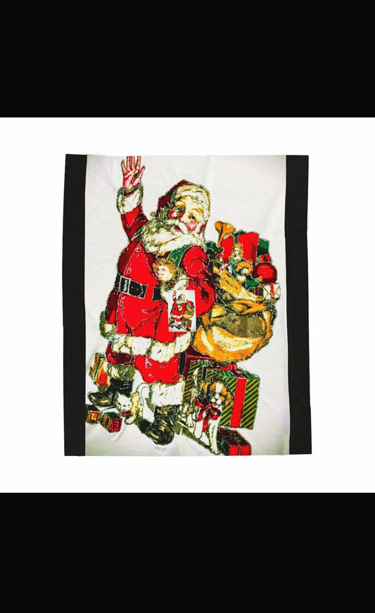 Festive Santa Plush Blanket | Cozy Holiday Decor, Xmas Gift, Winter Warmth, Throws for Winter, Soft Snuggle Blanket