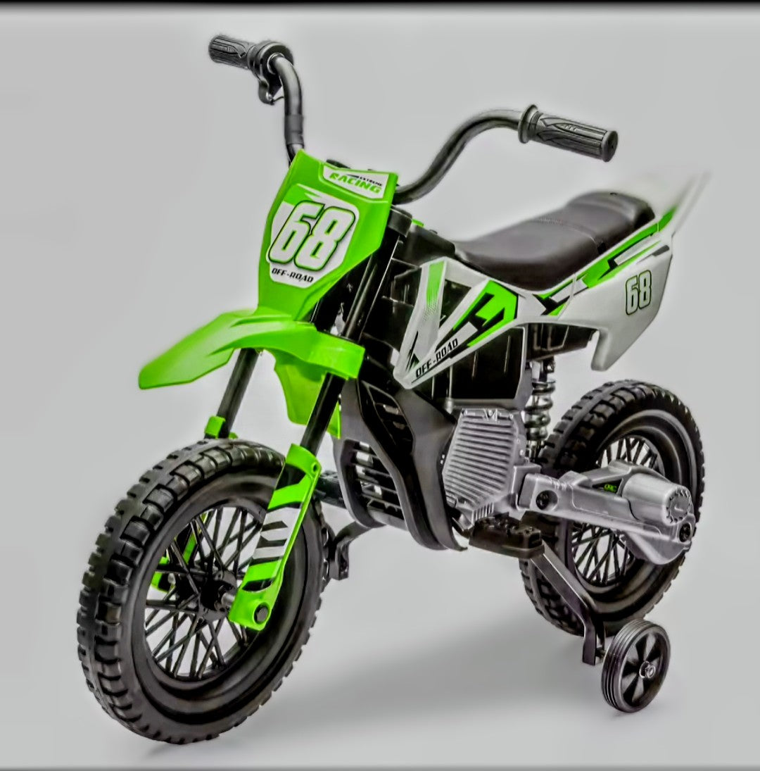 12V Kids Electric Dirt Bike Electric Motorcycle with Twist Grip Throttle, Training Wheels, Ride On Motorcycle for Kids