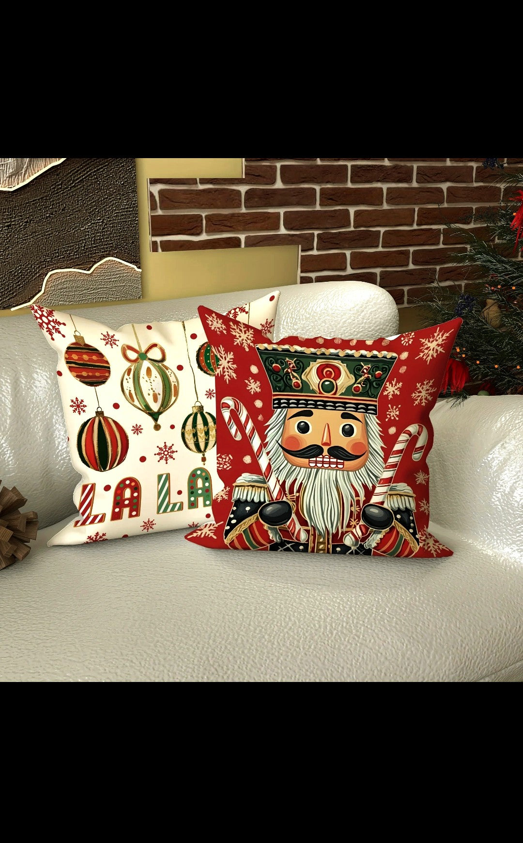 Christmas Magic: Festive Nutcracker, Gingerbread, and Ornament-Printed Pillowcases sofas, bedroom pillow covers, holiday gifts